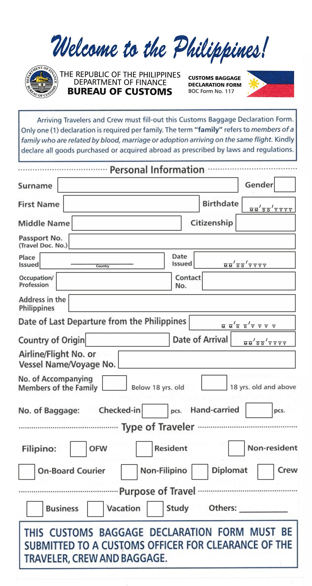 travel form philippines